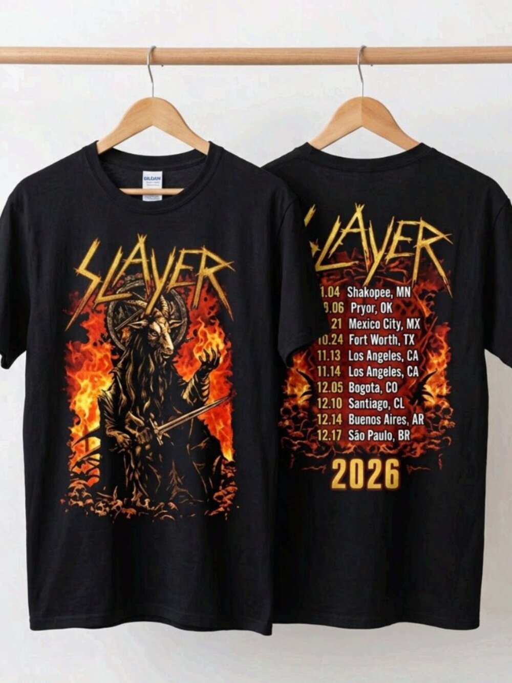 Slayer Reign In Blood Tour 2026 T-Shirt Reprint